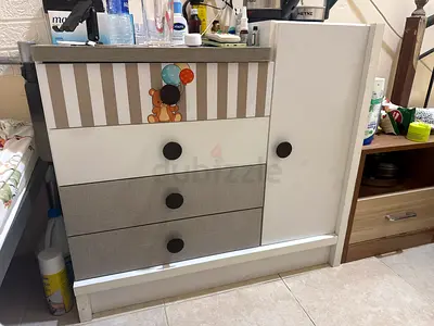 White and grey cupboard and drawers