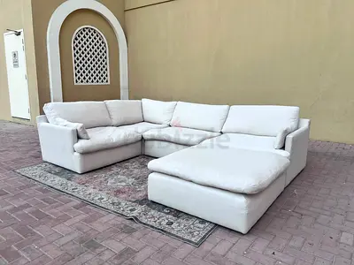 Home Center swin feather filled sofa with footstool