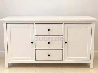 White Wooden Sideboard / Storage Cabinet with 2 Doors and 3 Drawers
