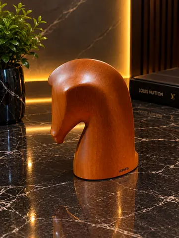 Wooden Horse Head Decorative Sculpture - Small Tabletop Accent