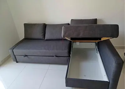 Grey L-Shape Sofa Bed with Storage