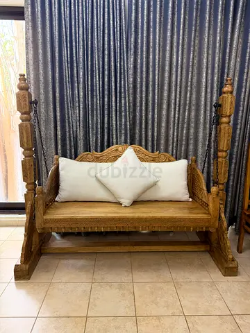 Vintage carved solid wood swing
