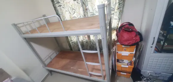 Metal Bunk Bed Frame with Ladder, single bed and plywoods  - Good Used Condition