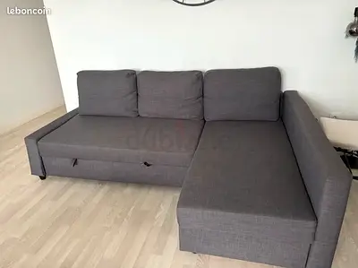 Grey L-shaped Corner Sofa Bed with Storage — Good Condition