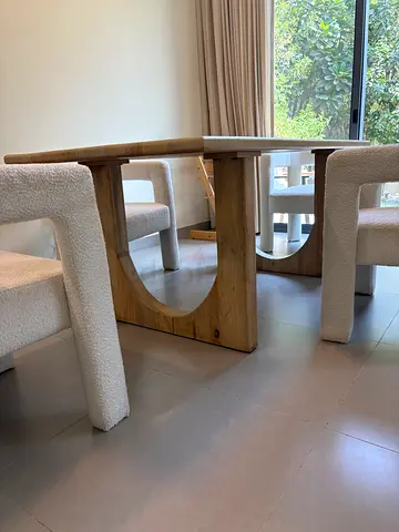 Modern Wooden Dining Table with Arch Detail and Chairs Mango wood