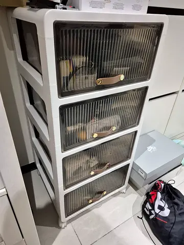 4-Drawer Plastic Storage Cabinet with Transparent Fronts