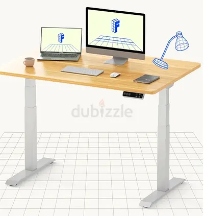Electric Height Adjustable Standing Desk with Wooden Top Flexispot