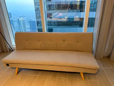 3 Seater Sofa Bed Grey with Mattress Topper and sheets