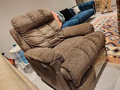Brown Fabric Recliner Armchair - Comfortable Lift-back Sofa Chair