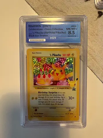 Graded Pokémon Celebrations Pikachu Birthday Star Promo - PSA 8.5 (Black Star PROMO)