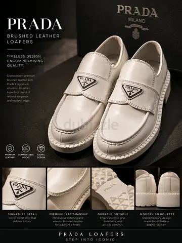 Prada White Brushed Leather Loafers - Men's Size (please inquire)