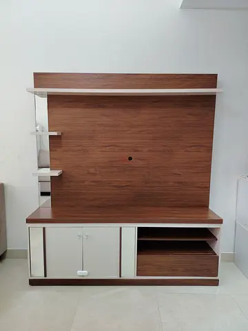 Wooden TV Entertainment Unit with Shelves and Storage - Good Condition