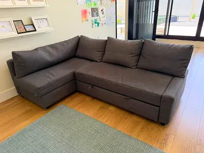 IKEA dark grey L-shaped 3-seater sofa with chaise, great condition