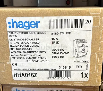 Hager HHA016Z 16A MCCB Molded Case Circuit Breaker (New in Box)