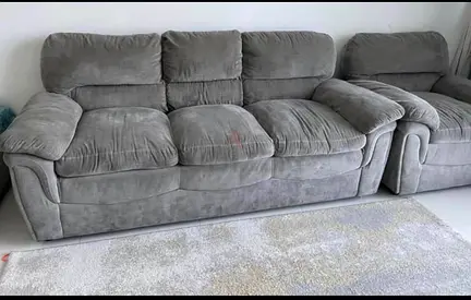 Comfortable 3+1-Seater Grey Fabric Sofa (with matching armchair)