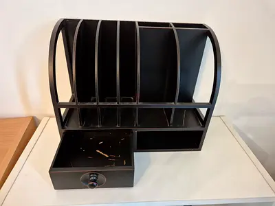 Vintage Wooden Desk Organizer with Drawer - Black
