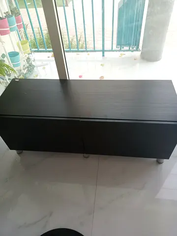 Low black TV cabinet / media console with storage