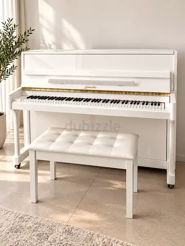 Ritmüller White Upright Piano + Matching Bench