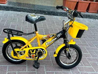 Yellow Dragon Kids Bicycle with Basket and Rear Carrier - Good Condition