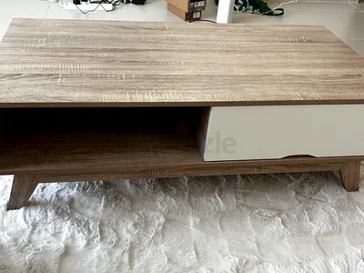 Modern Scandinavian Coffee Table with Storage - Light Oak & White