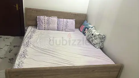 Wooden Double Bed Frame with Headboard – Good Condition