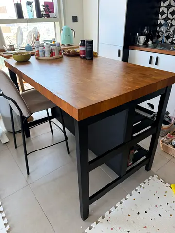 IKEA Wood Kitchen Island / Dining Table - black/brown