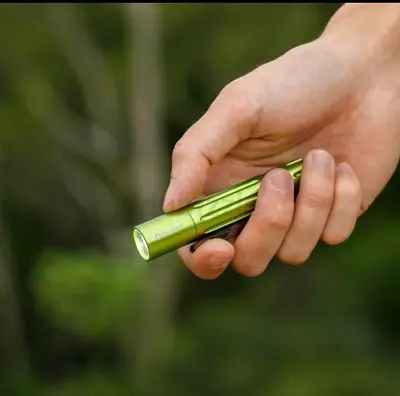 Olight compact tactical LED flashlight - green, pocket clip
