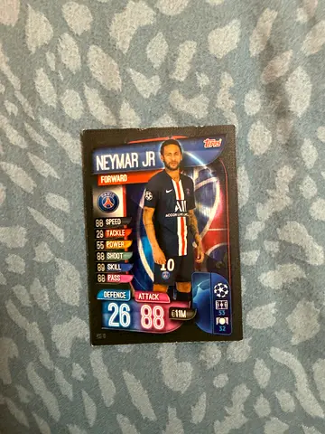A collectible vintage old Neymar Junior match attax card