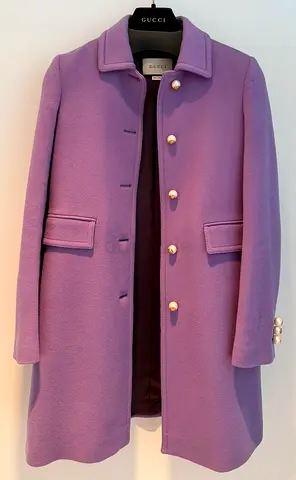Gucci Lilac Wool Coat with Pearl GG Buttons