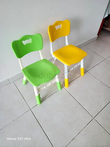 Kids Adjustable Study Chairs Yellow and Green Set