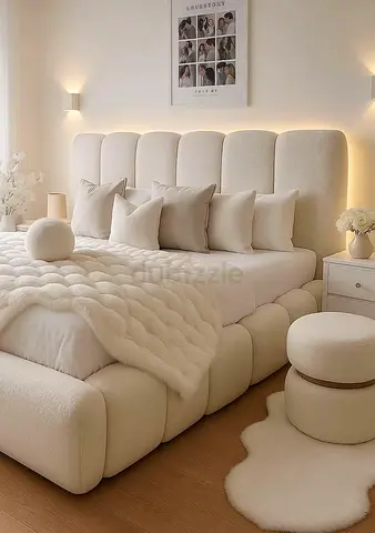 Premium puffy 180*200 king size bed with high headboard