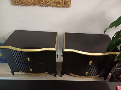 Luxury Black & Gold Cabinets – Set of 2