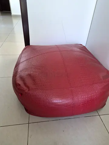 Large Red Leather Bean Bag / Floor Pouf  from The ONE- Good Used Condition