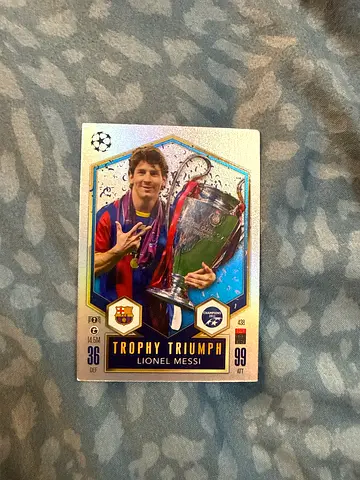 Lionel Messi Trophy Triumph FC Barcelona Champions League Trading Card
