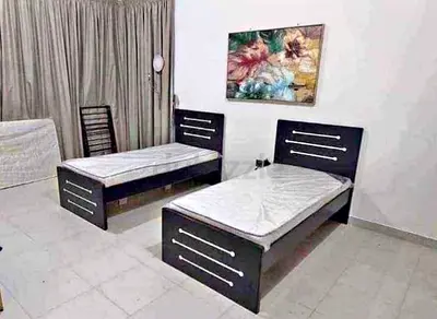 Pair of single wooden beds with mattresses - excellent condition