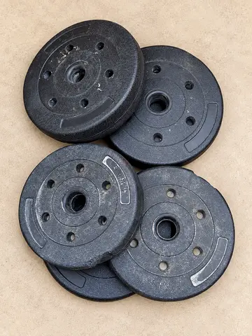 Set of 5 Black Weight Plates (Various Sizes) - Used