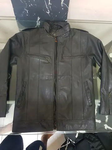 Men's Black Leather Jacket - Size Medium brand Lee