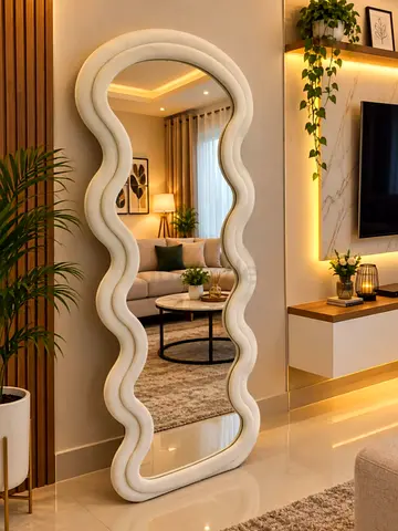 Full-Length Wavy Decorative Wall Mirror