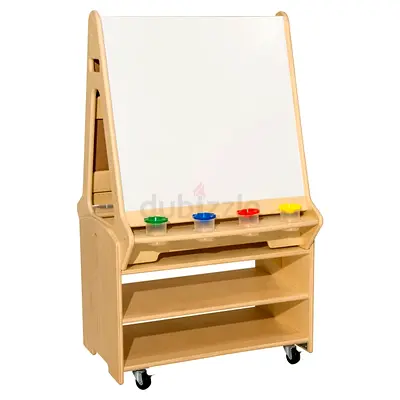 Wooden Double-Sided Kids Easel with Storage Shelves and Paint Pots made in Germany