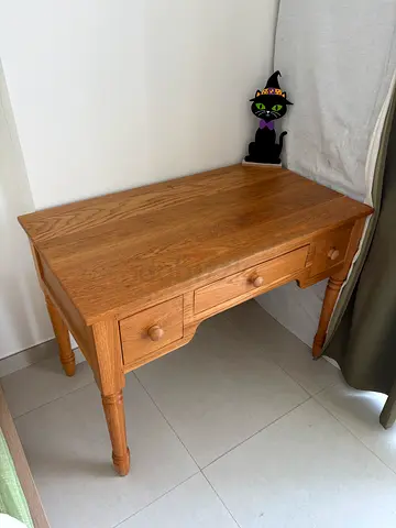 Solid Oak Writing Desk with Drawers - Good Condition