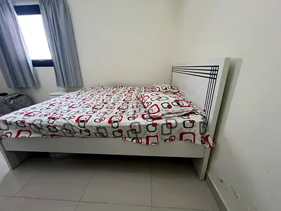 Modern White Double Bed with Design Headboard, customized from furniture workshop.
