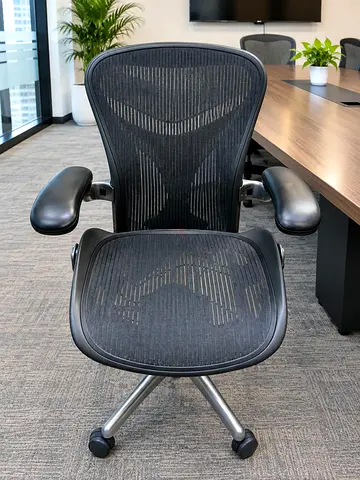 Free Delivery- Herman Miller-style Ergonomic Mesh Office Chair with Adjustable Armrests (Black)