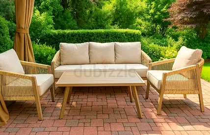 Sofa set aluminum beige rope style outdoor furniture garden furniture