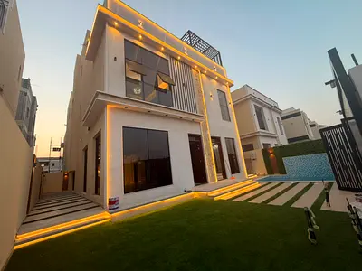🏡 Luxurious villa for sale in Al Helio 1 – Ajman – 4 bedrooms, a majlis, a large family living area, and a private pool.