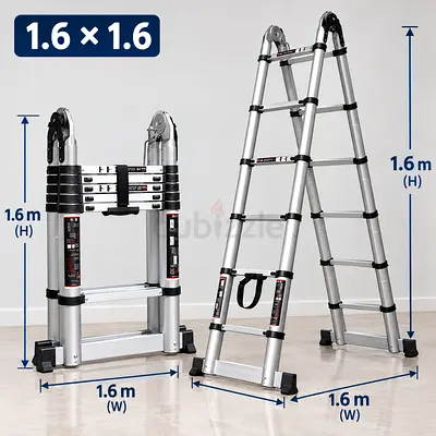 Aluminium Telescopic Folding Ladder 1.6m — Compact & Adjustable