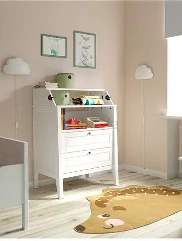Wooden Baby Changing Table with Drawers (IKEA) - Compact