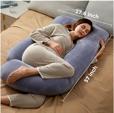 U-shaped Full Body Maternity Pregnancy Pillow — Large Support Pillow (57 x 27.6 in)