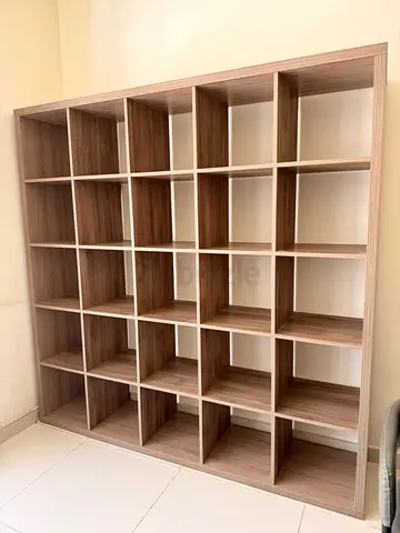 Large 25-Compartment Wooden Bookcase / Display Shelf - Light Oak