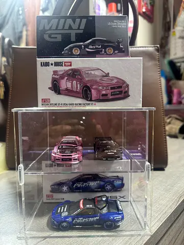 Set of 3 Mini GT Diecast Model Cars with Acrylic Case