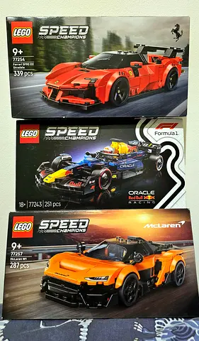Lot of 3 LEGO Speed Champions sets — Lamborghini, Red Bull F1, McLaren (sealed)